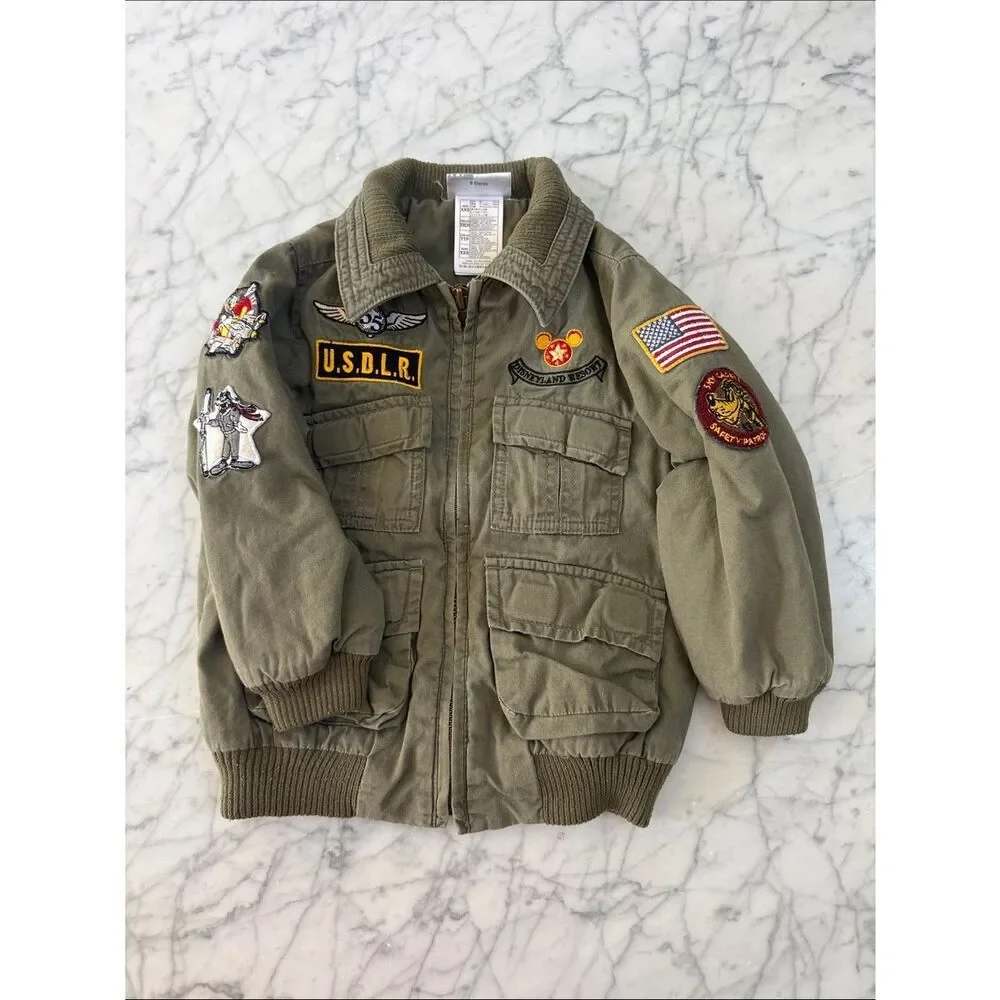 VTG Disney Parks Flight Bomber Patch Utility Jacket Sz 4/5T XXS